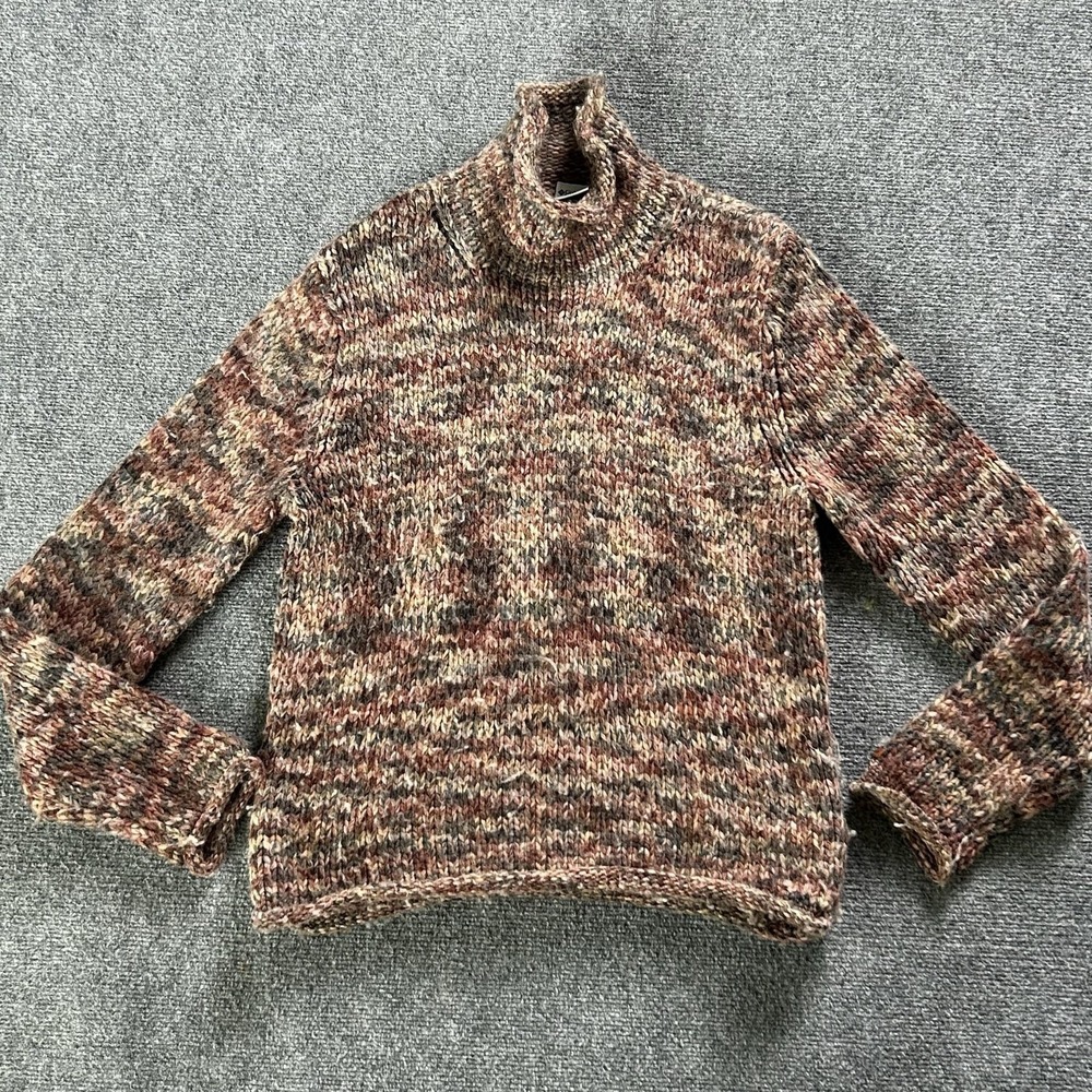 Columbia Sweater‎ Womens Large Brown Wool Blend Turtleneck Chunky Knit Pullover